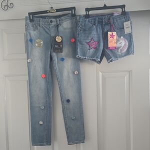 Vigoss Girl's Light Blue Jeans with Colorful Accents